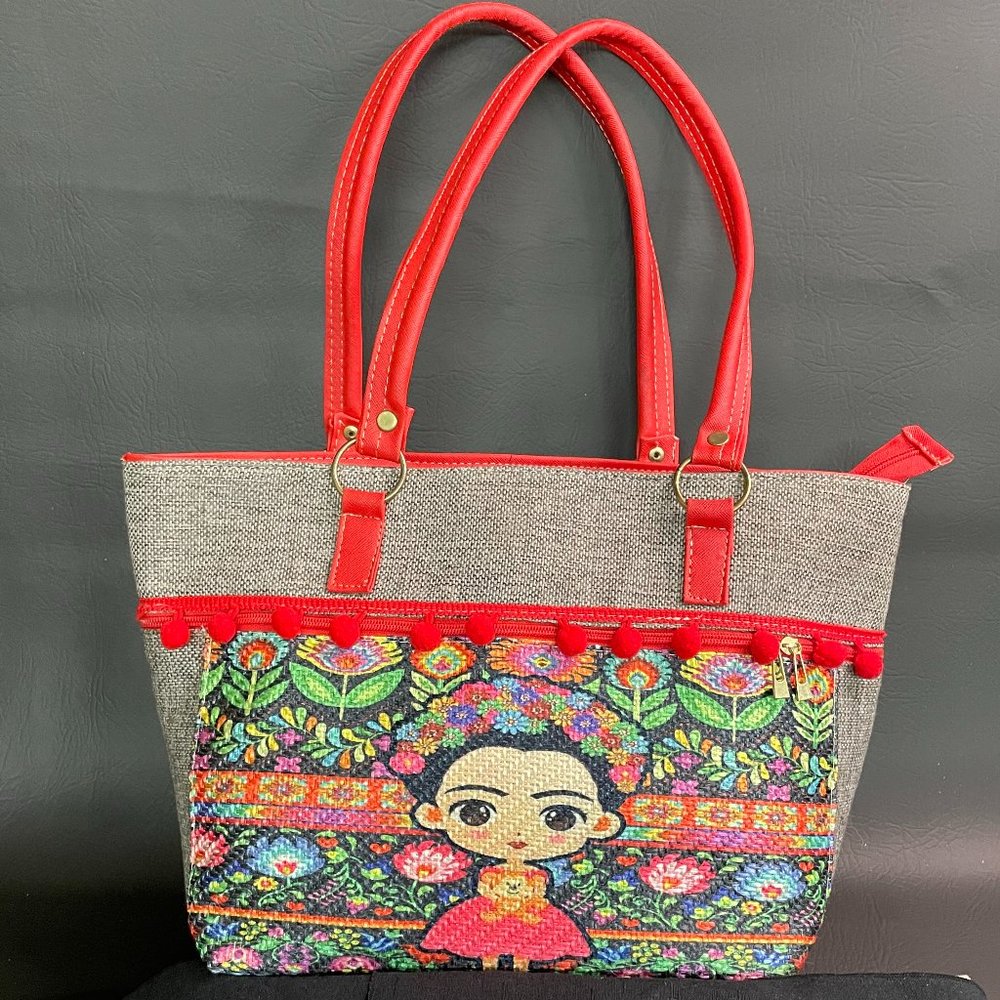 Frida Kahlo Floral Multicolor Tote Handbag 100% Mexican Art Purse handmade NWOT
